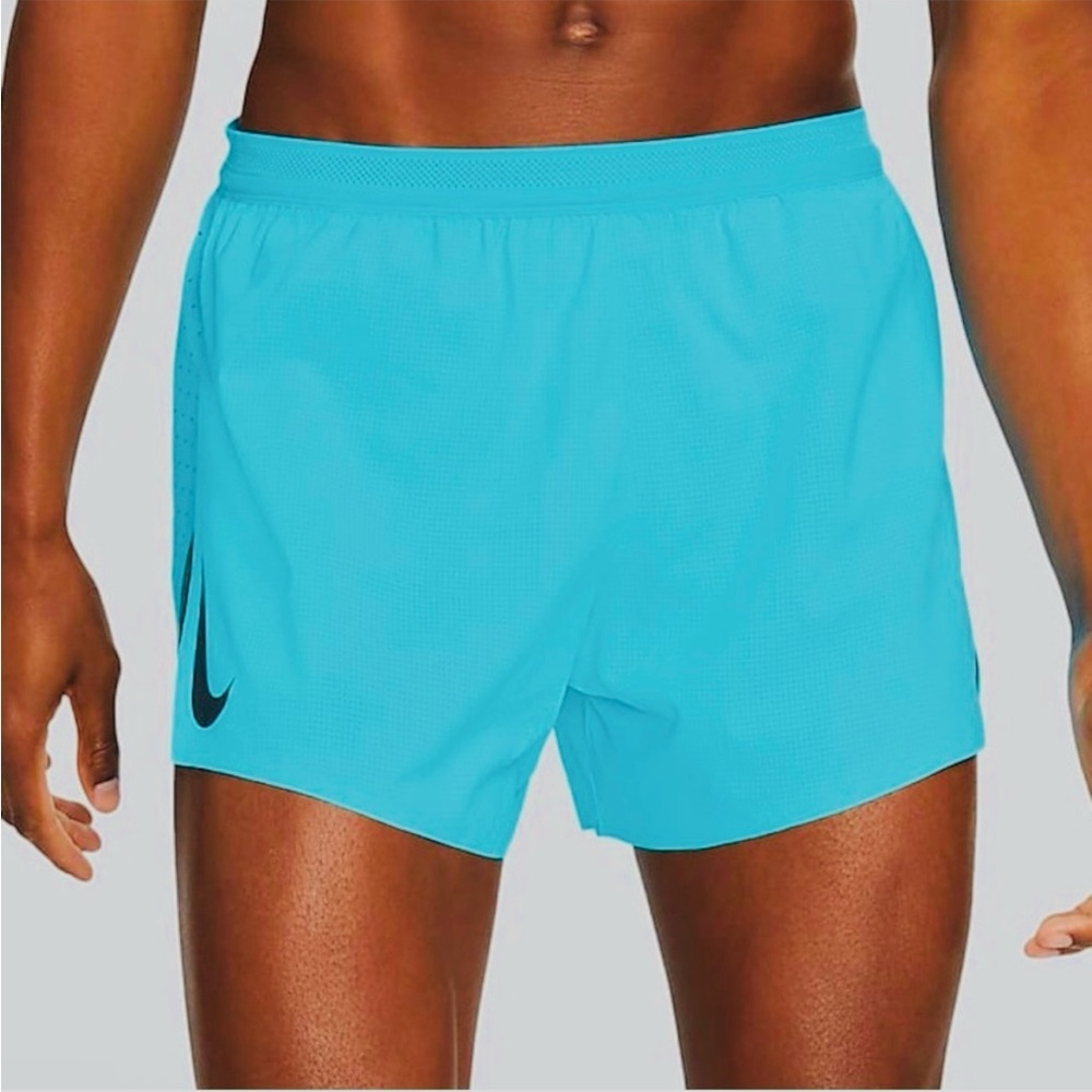 NEW Men’s 4"in Nike Aeroswift Racing Running Shorts Bright Blue Turquoise SMALL